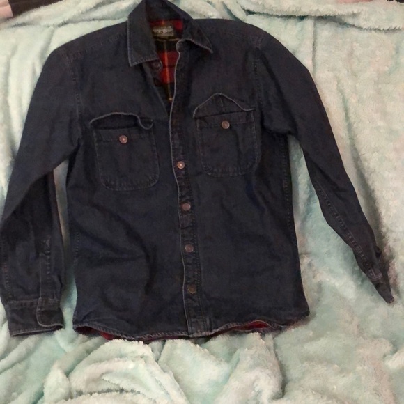 Eddie Bauer flannel lined denim shirt size S - Picture 1 of 7